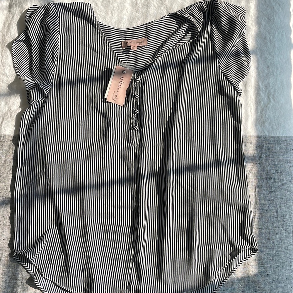 Philosophy striped short sleeve blouse